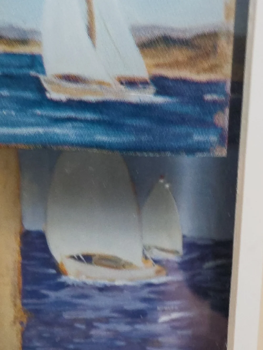 Coastal Sailboat Collage Wall Art - White Frame - 9 Tiles 3D